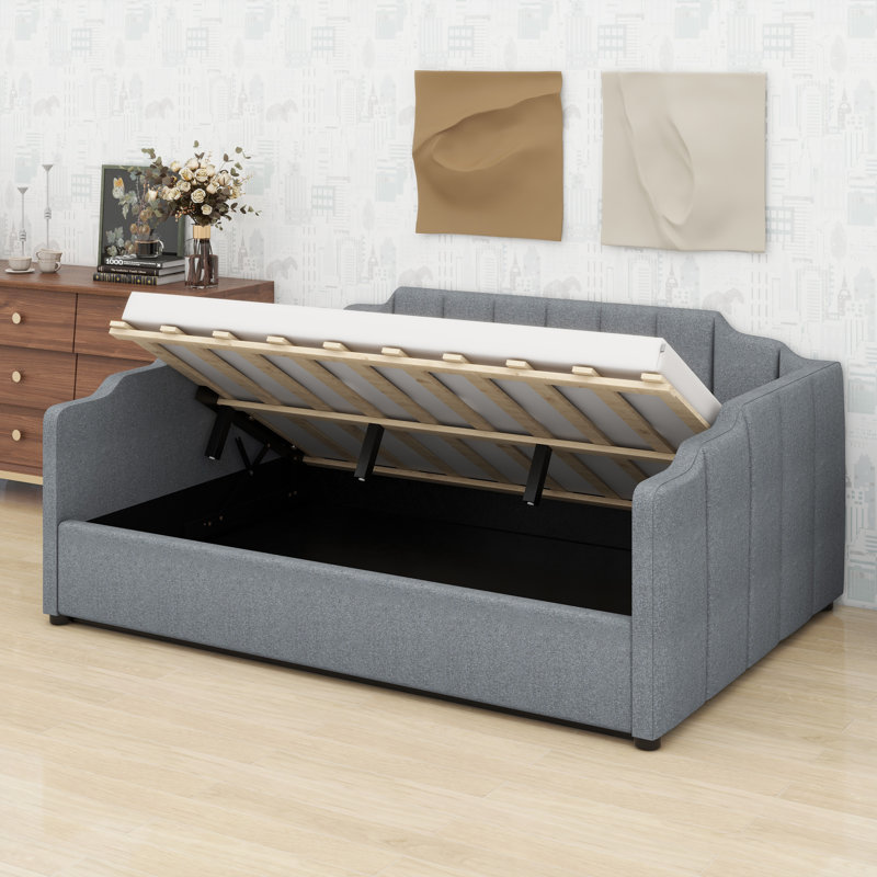 Upholstered Daybed Frame with Under-Bed Storage