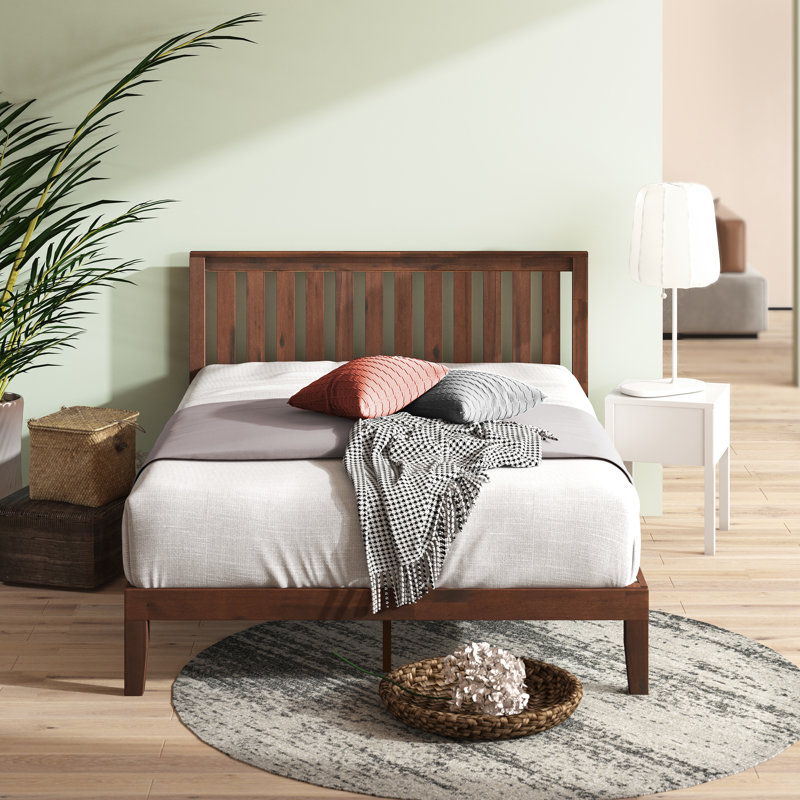 Sawiris Solid Wood Low Profile Platform Bed, Full, Espresso Dark Brown