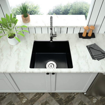 Quartz Undermount Bar Sink, 18"X16", Matte Black, Heat , Stain Scratch , Rust Proof, Finish 18" L X 16" W Heatproof, Stainproof, Scratchproof, Rustpro