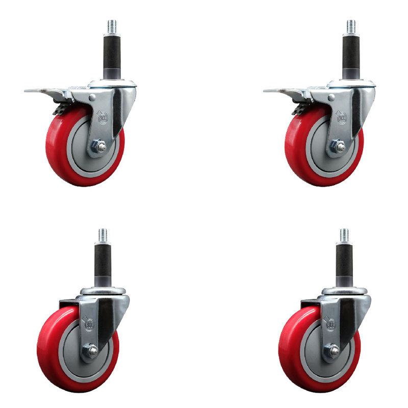 Ensemble de roulettes extensibles 4 po 4 po, Rouge