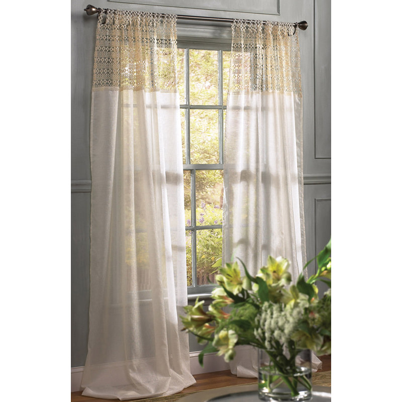 Shirl Sheer Curtain Single Panel, 52" W x 120" L, Ivory