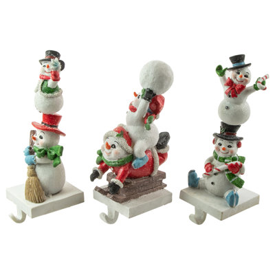 3 Piece Snowmen Stocking Holder Set