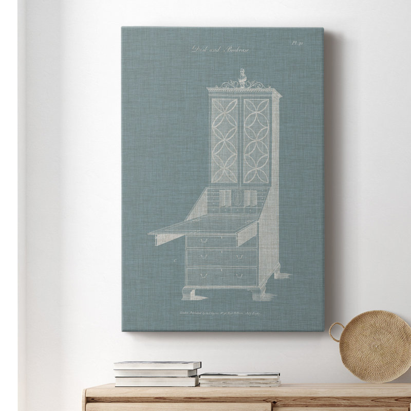 Impression sur toile tendue, bureau et bibliothèque Heppleblanc II, H 18 po x l 12 po x P 1 po