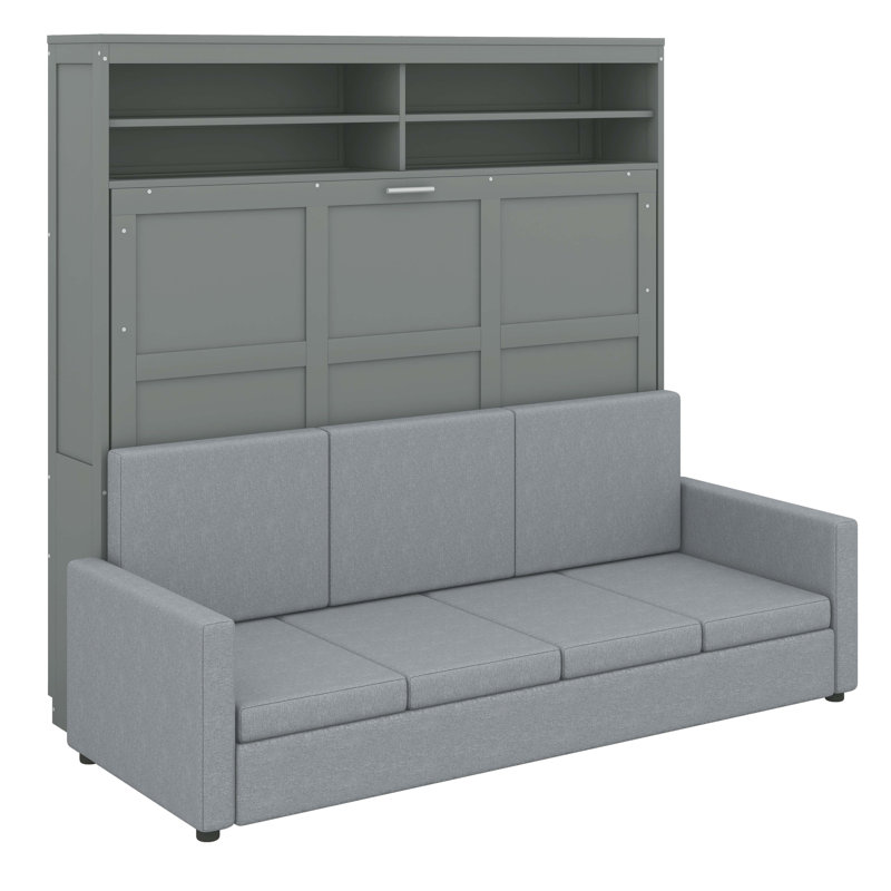 Space-Saving Queen-Sized Wall-Mounted Foldable Murphy Bed, Gray