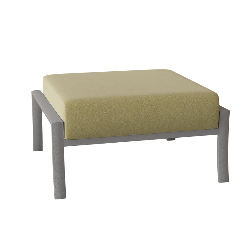Fremont Outdoor Ottoman, Pewter, Canvas Heather Beige Sunbrella® Canvas