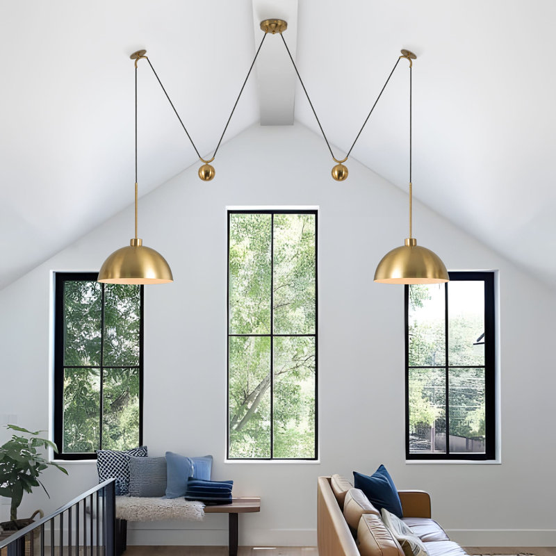 Worthing 2-Light Adjustable Kitchen Island Pendant, Gold