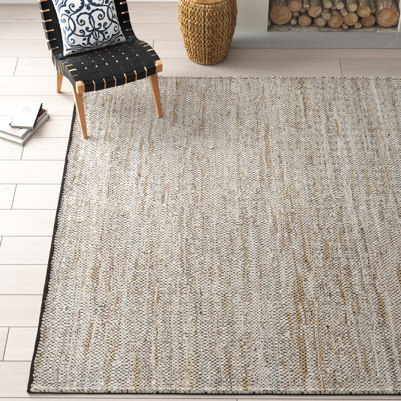Tapis beige en cuir Exley, Rectangle 9 pi x 12 pi