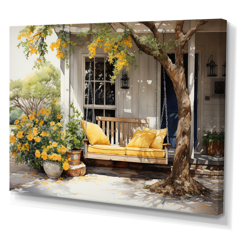 Maryorie Farmhouse Yellow Country Comfort III - Farm Wall Art, No Frame, Wrapped Canvas, 30" H x 40" W