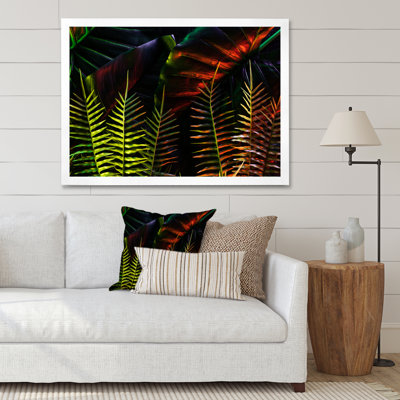 Feuilles tropicales ton sur ton noir II - peinture sur toile