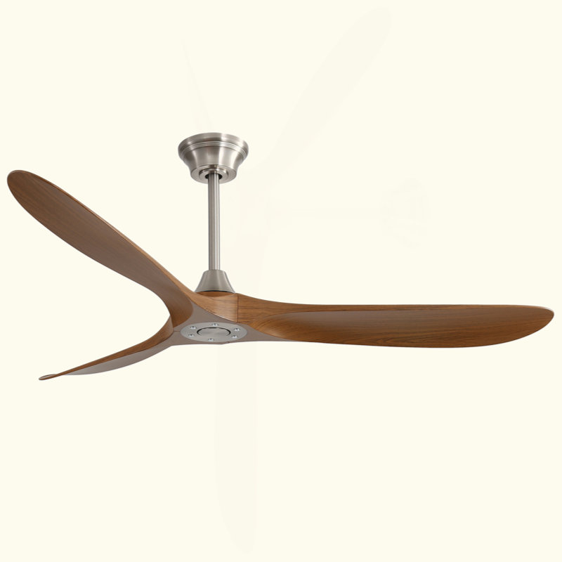 Ventilateur de plafond extérieur 60 pouces sans lumière 3 pales ABS avec commande intelligente APP, Marron foncé