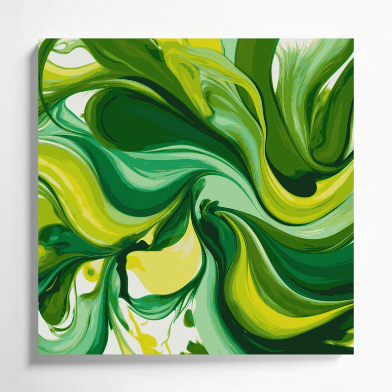 «Lyrical Abstraction 64», art mural sur toile verte, H 12 po x l 12 po