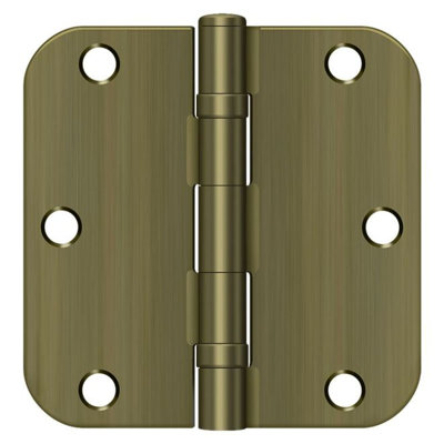 Deltana S35R5BB5 3-1/2" x 3-1/2" x 5/8" Radius Hinge, Ball Bearing in Antique Brass Pair