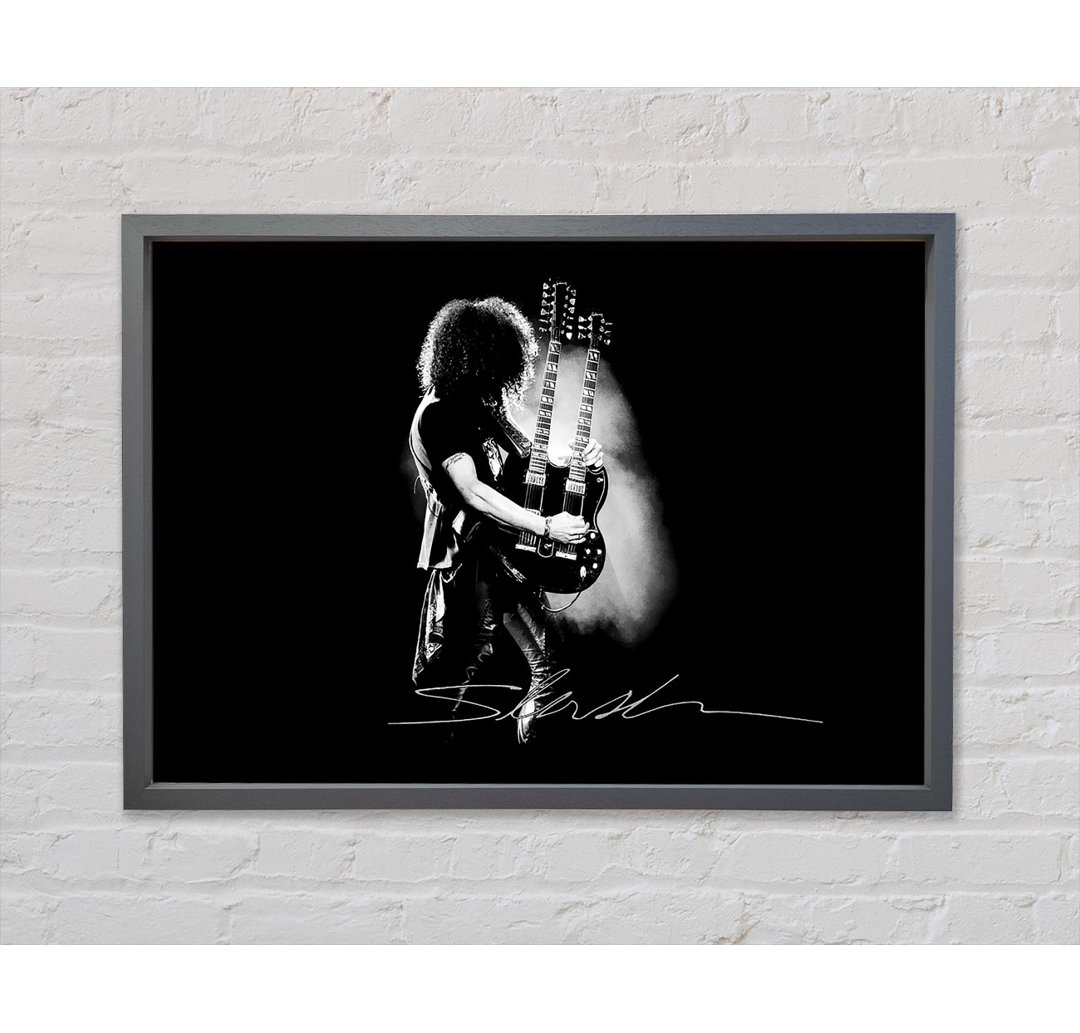 Slash Double Guitar B~W - Single Picture Frame Kunstdrucke auf Leinwand