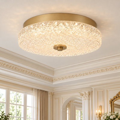 Plafonnier encastré en verre 11,65 "de style cristal moderne à intensité variable avec télécommande DEL
