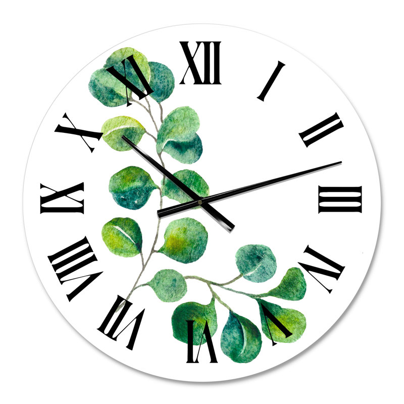 Green Eucalyptus Branches II - Horloge murale traditionnelle, Petit