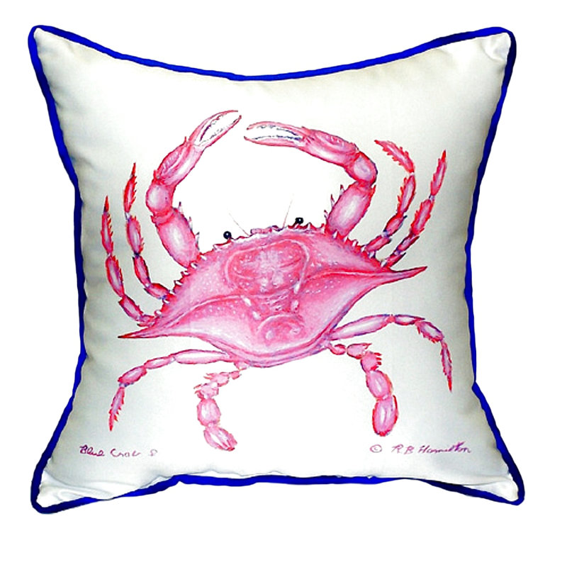 Crab Outdoor Throw Pillow, Small, Liesl Crab