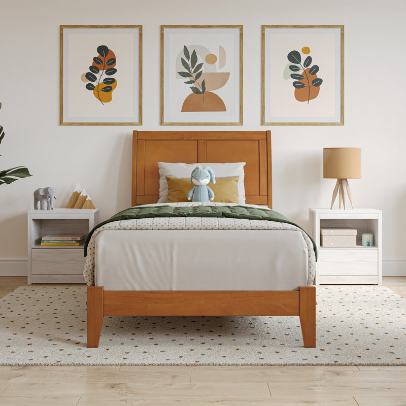 Lit plateforme en bois massif Portland, Twin, Light Toffee