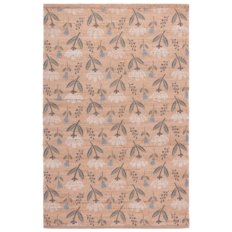 Saffron Hand Woven Jute/Sisal; Chenille; Cotton Floral Indoor Rug, 4'-0" X 6'-0" Rectangle