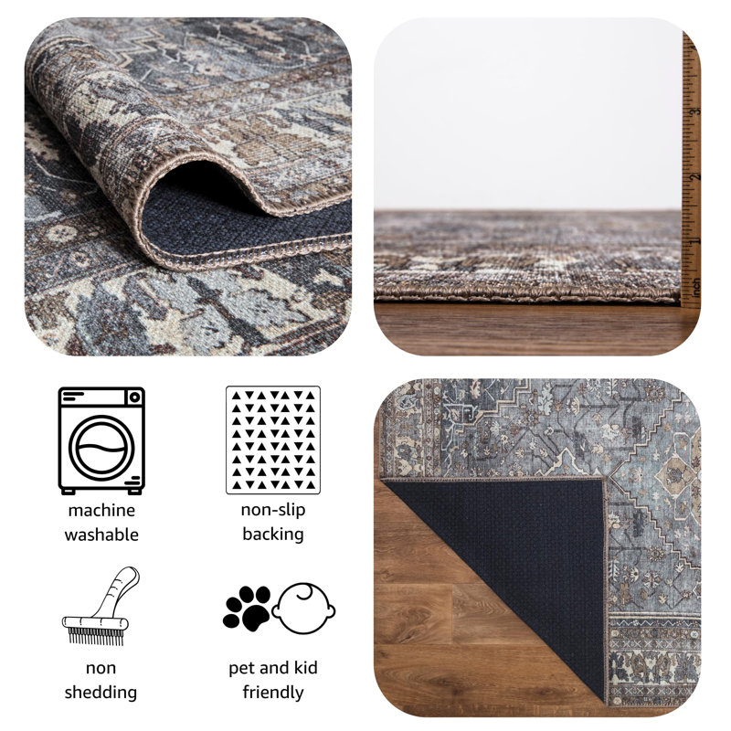 2x7 Machine Washable Runner Rug with Non-Slip Backing