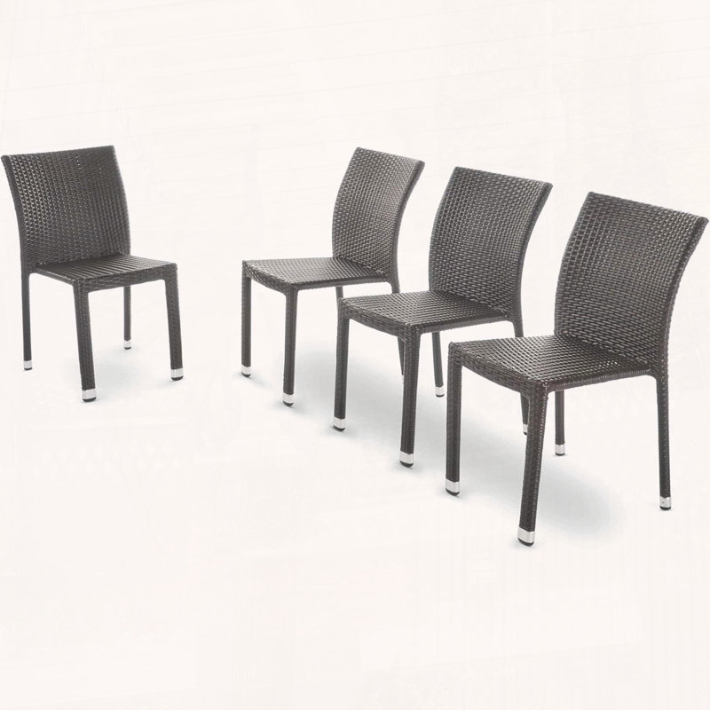 Ensemble de 4 chaises d'extérieur empilables en rotin - structure légère en aluminium