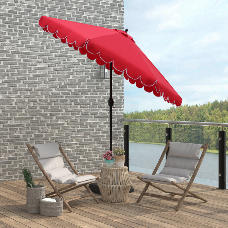 Parasol de patio festonné 9 pi Ogunoust, Rouge