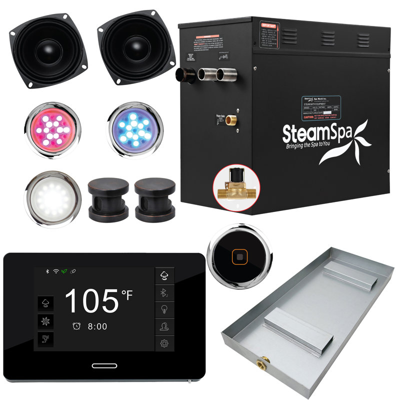 Ensemble de générateur de bain de vapeur Quickstart 10,5 kW, Bronze huilé