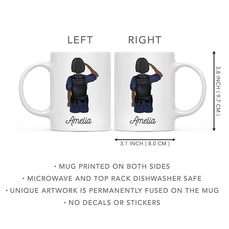 Tasse à café personnalisée, Brun / noir, femme, agent de police 22, Oui