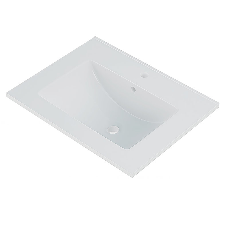 Ceramic Lavatory Sink, Black Or White In 24/30/36 Inch - Bathroom Vessel Basin Meets Us Standards, Faucet Not Included, White