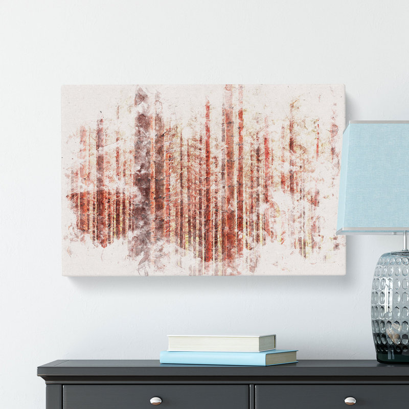 Red Forest In The Autumn - Wrapped Canvas Print, 40cm H x 60cm W x 4cm D