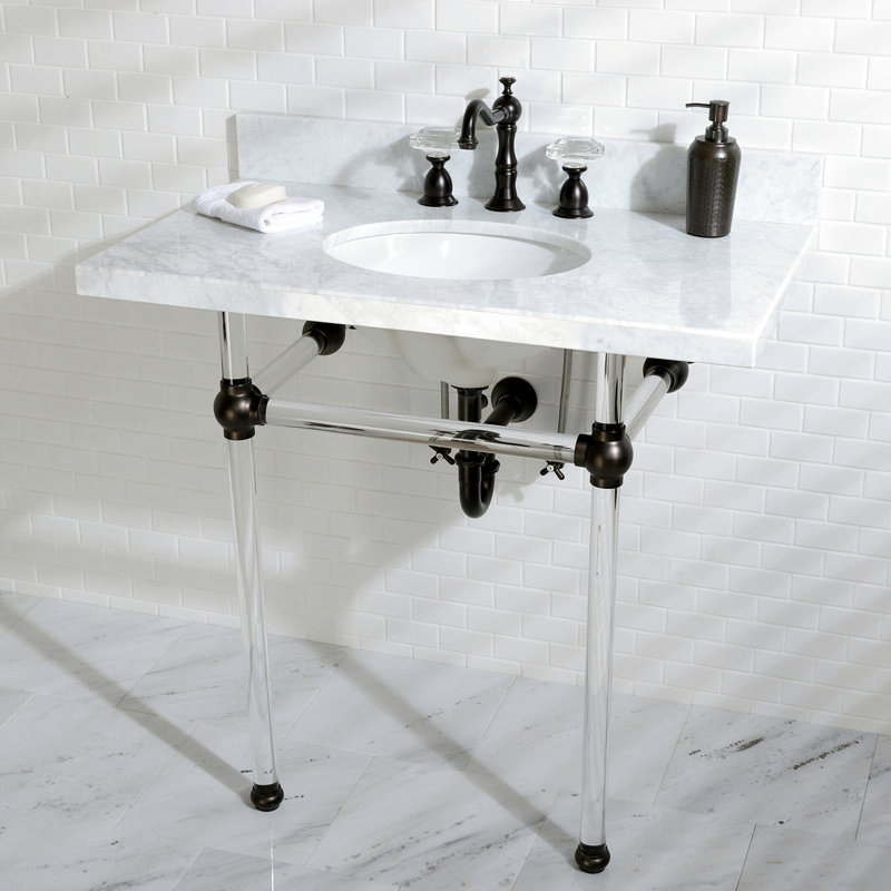 Kingston Brass Templeton 36-Inch Vanity Top with Clear Acrylic Legs (8-Inch, 3-Hole), Oil Rubbed Bronze