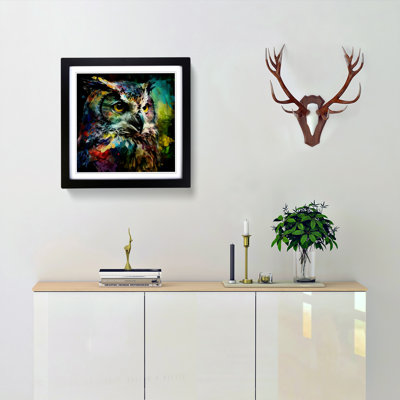 Owl Abstract Expressionism - Framed Print