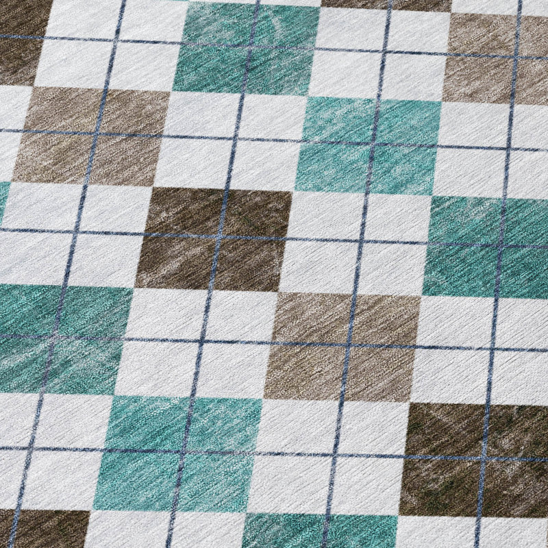 Machine Washable Indoor/Outdoor Leavittsburg ACN2237 Geometric Rug, Rectangle 8' x 10'