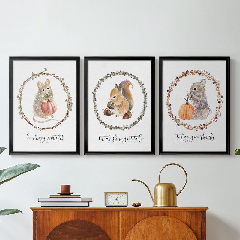 Harvest Home Mouse - 3 pièces, toile tendue avec châssis encadré