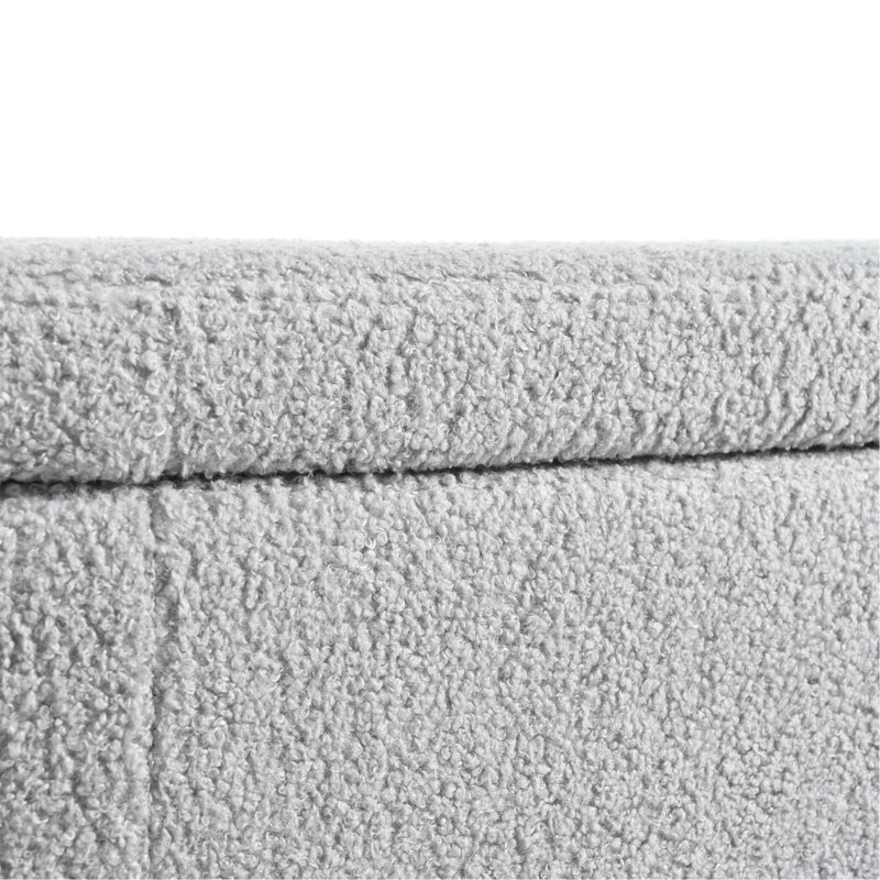 Banc de rangement ovale avec repose-pieds en métal pour chambre à coucher, Gris