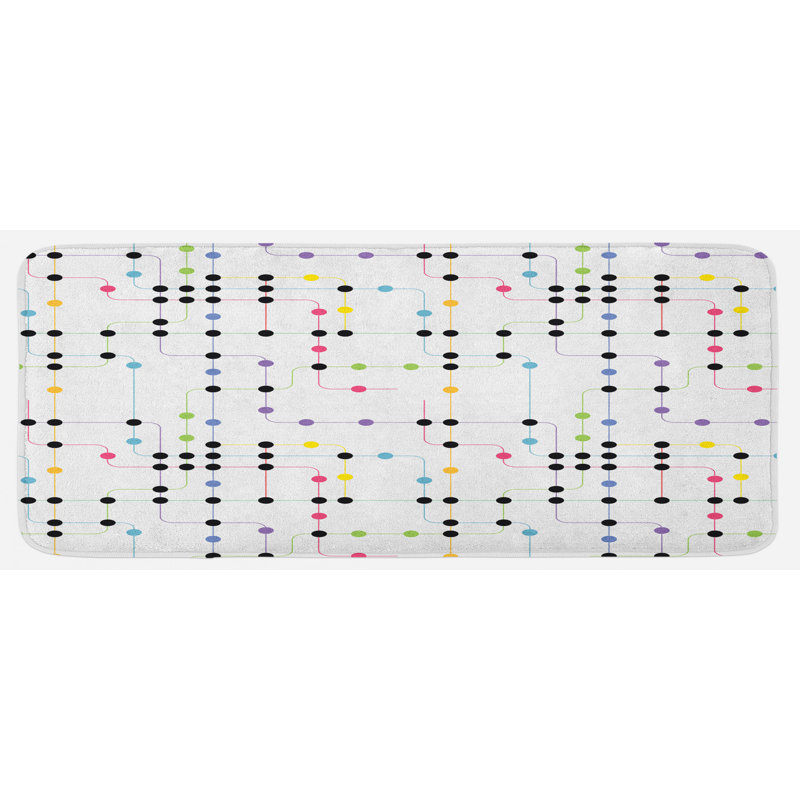 Modern & Contemporary Polka Dots Synthetic Kitchen Mat