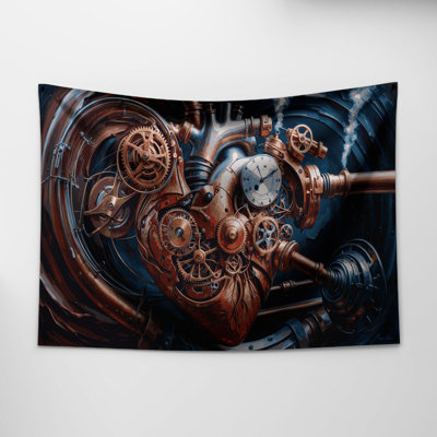 SciFi Mechanical heart clockwork Wall Tapestry