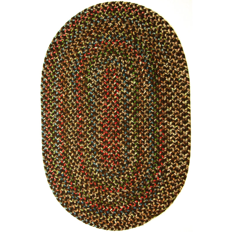 Tapis intérieur/extérieur brun tressé géométrique Deckerville, Ovale 10 pi x 13 pi