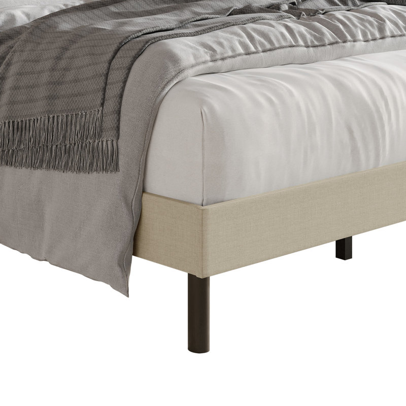 Oregon Tufted Upholstered Wingback Panel Bed, Beige, Twin