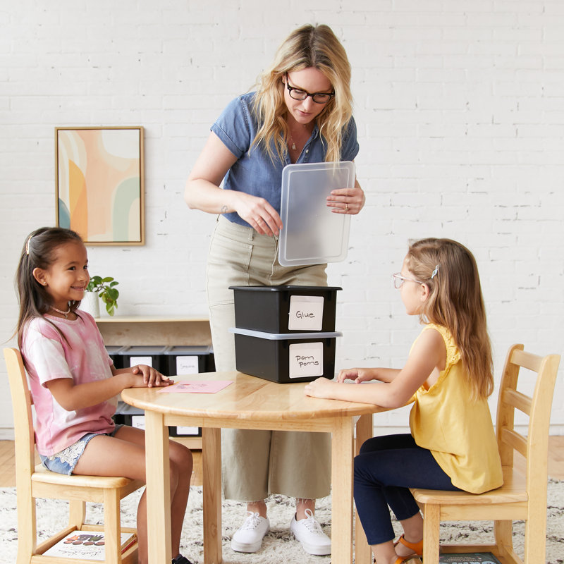 ECR4Kids Letter Size Plastic Tray Organizer with Lids, Large, Storage Bins, 10-Piece, Black, 13.75" L x 10.75" W x 5.5" H