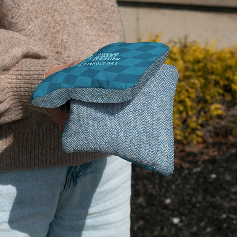 Sacs de cornhole doux à carreaux ondulés rétro Synergy, Bleu