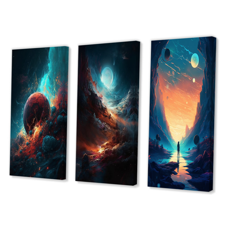 «Imagine Space», 3 pièces sur toile, Toile tendue, H 40 po x l 60 po