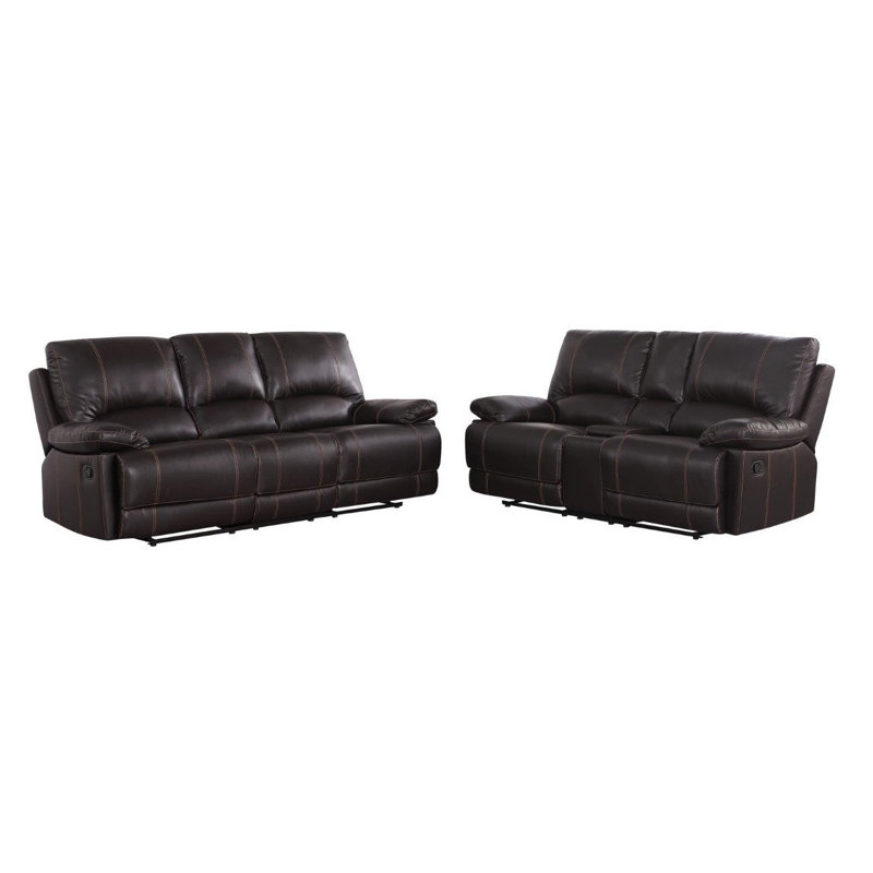Two Piece Indoor Brown Faux Leather Five Person Seating Set Two Piece Indoor Brown Faux Leather Five Person Seating Set