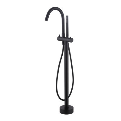 Thermostatic 316 Stainless Steel Floor Mounted Tub Faucet,Freestanding Tub Filler With Handshower With Single Handle