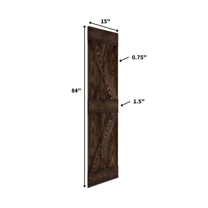 Porte de grange pliante gaufrée 84 po avec quincaillerie coulissante Coast Sequoia, 30 po x 84 po, Café Kona