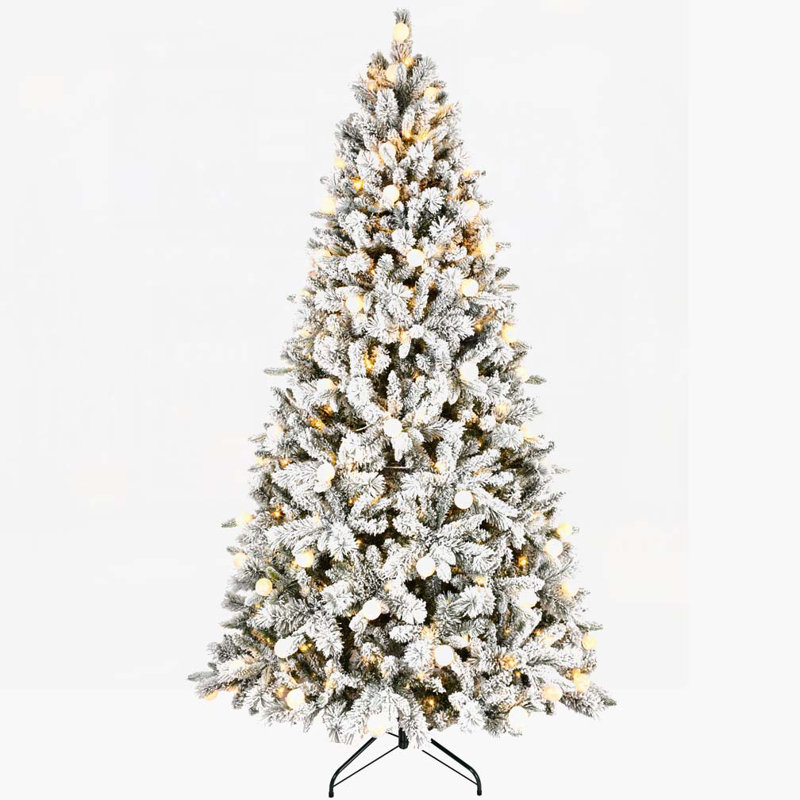 7.5ft Flocked Christmas Tree with LED Lights, 7.5' H