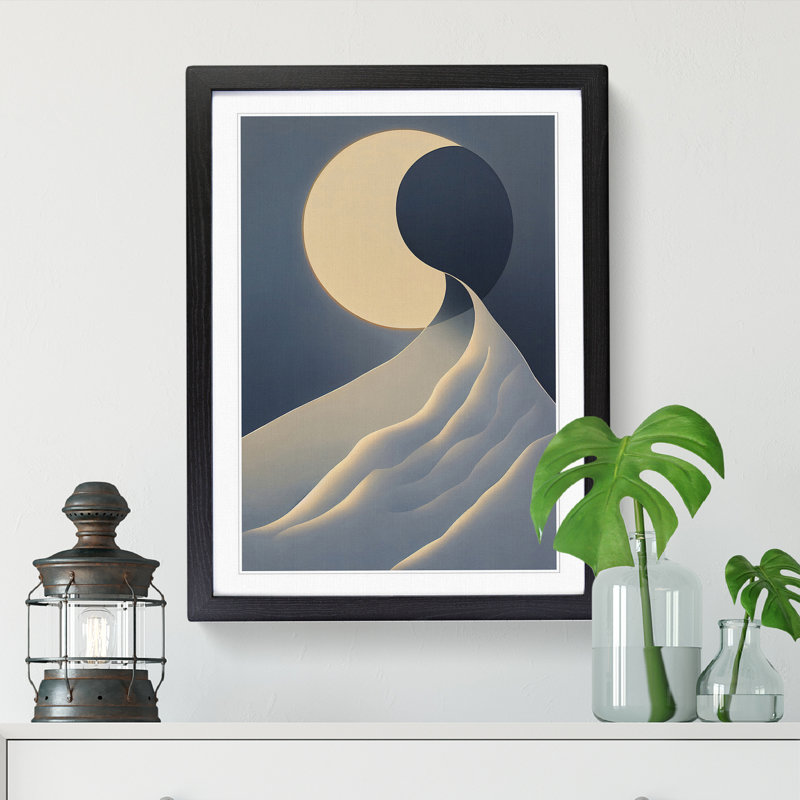 Winter Landscape Minimalism - Single Picture Frame Print, 46cm H x 34cm W x 2cm D, Oak