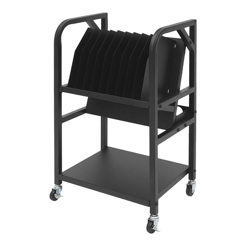 2 Tier Laptop Charging Cart File Storage Rack