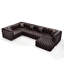 Ensemble de canapé modulaire en forme de L de 132,5 po, canapé modulaire 5 places rembourré en similicuir avec conception touffetée à la main pure, 1 repose-pieds et 5 coussins, combinaison multiple pour le salon
