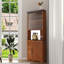 Armoire de rangement d'angle de 70,86 po de hauteur avec portes en verre et dossier en miroir-130670312