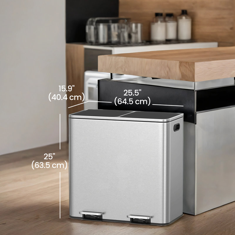 2 x 10.6 Gallon Compartments Trash Can - Thumbnail 3
